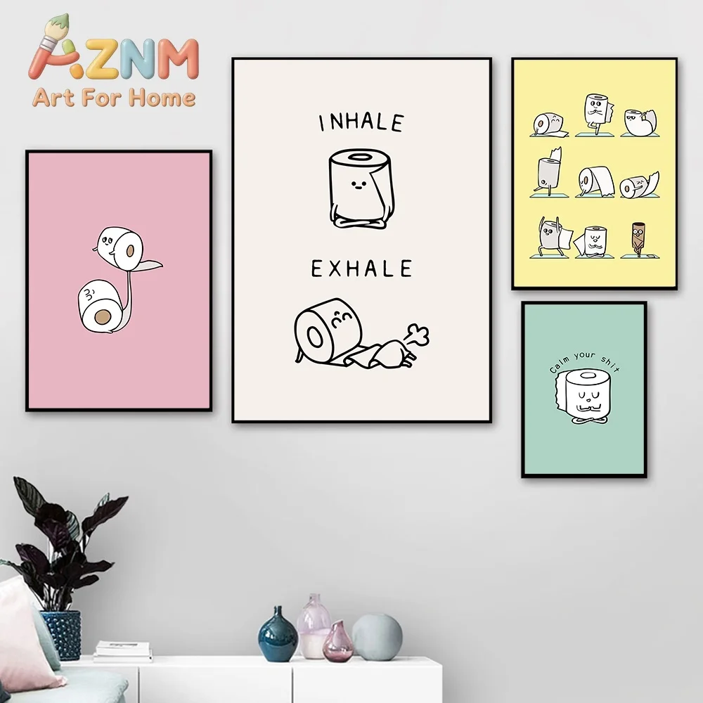 Toilet Paper Funny Quote Minimalist Wall Art Canvas Painting Nordic Posters And Prints Wall Pictures For Bathroom Toilet Bedroom