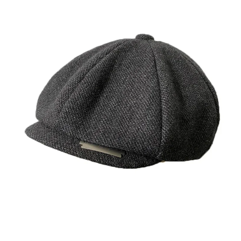 Newsboy Caps With Blade Fashion Men Wool Blend Flat Cap Peaky Hat Driving Hats Front Gatsby Cap
