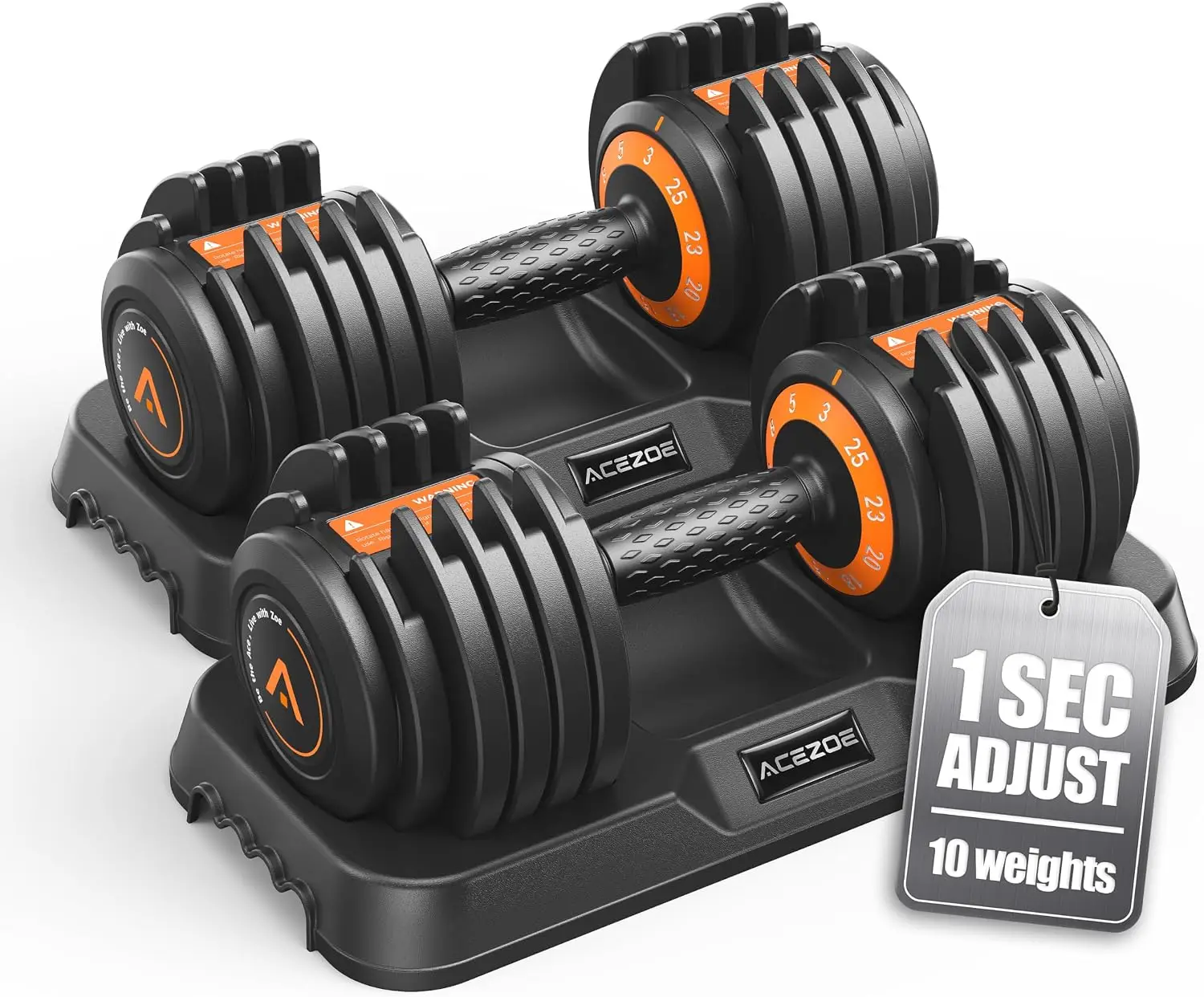 Adjustable Dumbbell Set, 2-Piece 10-in-1 Weight System, 25LB/50LB