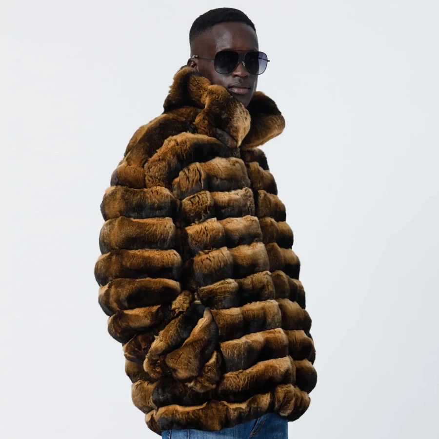 

Real Rex Rabbit Coat Full Skin Winter Jackets Mens Fur Coat Chichilla Colored Bomber Jackets