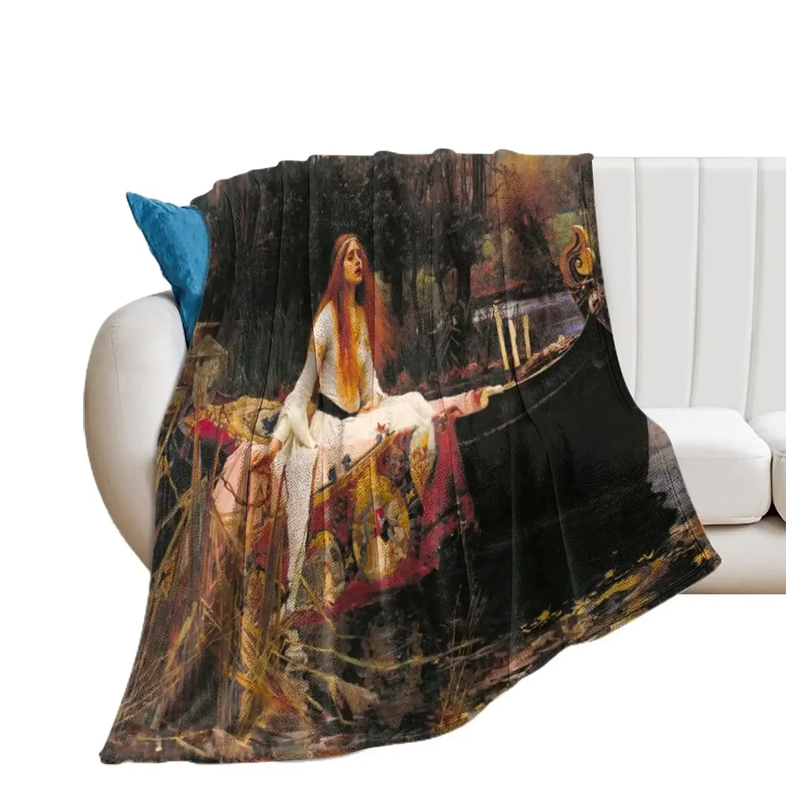 The Lady of Shalott by John William Waterhouse (1888) Throw Blanket Warm Bed linens Blankets