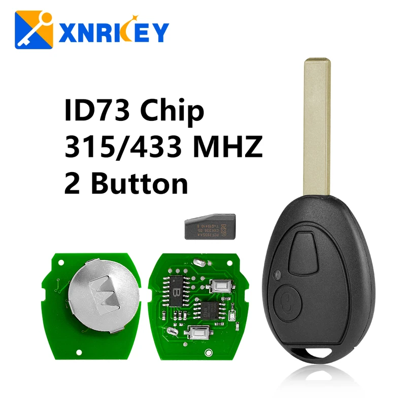 XNRKEY-mando a distancia para coche, llave de 2 botones con Chip ID73/PCF7930AS de 315/433 Mhz para BMW Mini Cooper S R50 R53, llave de coche