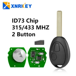 Xnrkey 2 botão do carro remoto chave id73/pcf7930as chip 315/433 mhz para bmw mini cooper s r50 r53 um completo carro chave