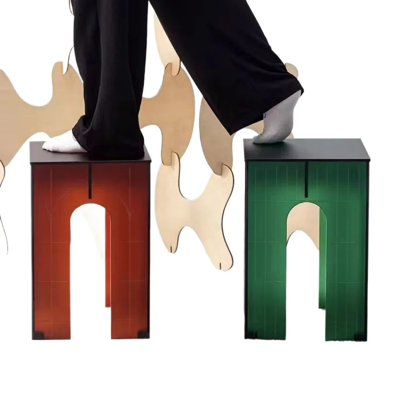 

High-end acrylic side table, living room furniture, plastic stool, exquisite transparent modern bench