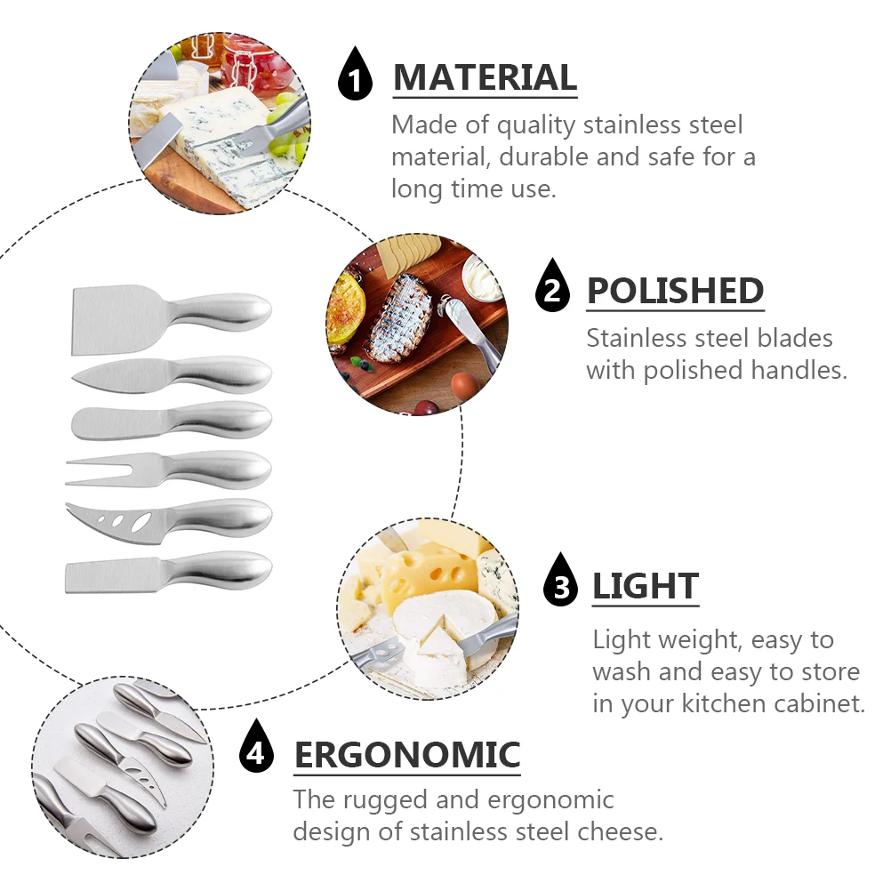 

Stainless Steel Cheese Knife Set Cutting Tools Wire Slicer Kit Butter Bread Cutter Kitchen Supplies Serving Dairy Tool