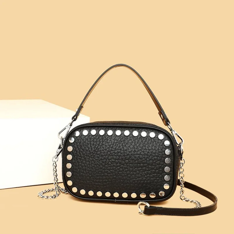 

2025 SS Stud-Embellished Tote Bag, Convertible Shoulder & Crossbody Purse for Women, Metal Accent Top Handle Day to Night Bag