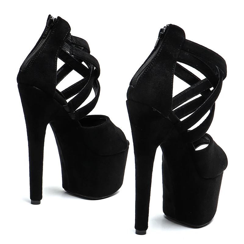 Leecabe  17CM/7inches Suede Open Toe Trend fashion Sandals High Heel platform stripper heel Pole Dance  shoes