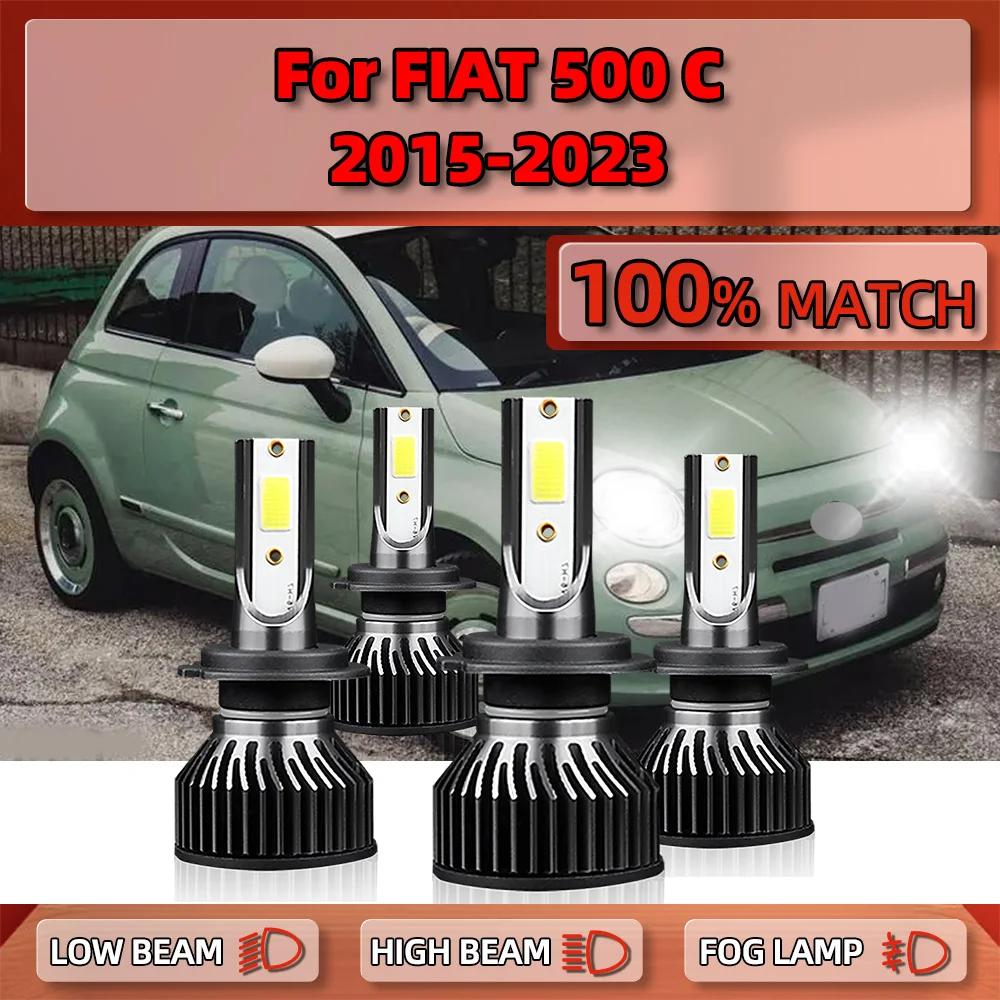 

240W H7 LED Headlight Bulb With Fan 40000LM High Low Beam Car Lights 6000K 12V For FIAT 500 C 2015-2018 2019 2020 2021 2022 2023