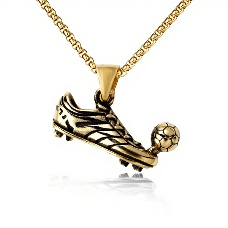 Sport Shoe Football Pendant Necklace Hip Hop Gold Plated Sneaker Necklaces For Men Jewelry Gifts