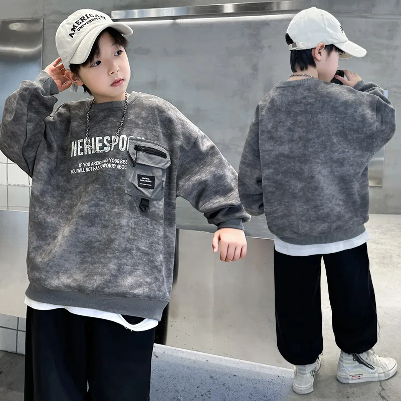 

New Arrival Children Autumn Clothes Sweatshirt for Boy Casual Cotton Clothing Korean Kids Spring and Fall Outerwear Age 5-14 Y
