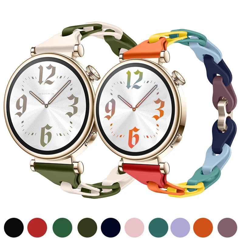 สายซิลิโคน18มม. สำหรับ Huawei GT4 41มม. นาฬิกาแฟชั่นกำไลข้อมือกลวงออกสร้างสรรค์สายนาฬิกา DIY ใหม่