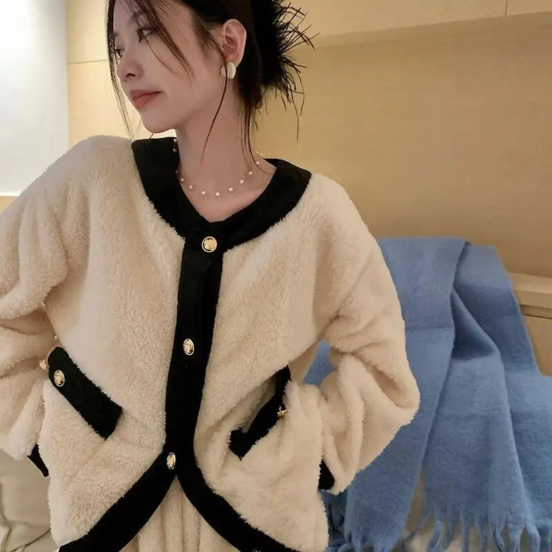 

Women's Coral Fleece Pajama Set Homewear Loungewear Autumn Winter Thickened Girl's Sleepwear Flannel Fleece-Lined Two-Piece Suit