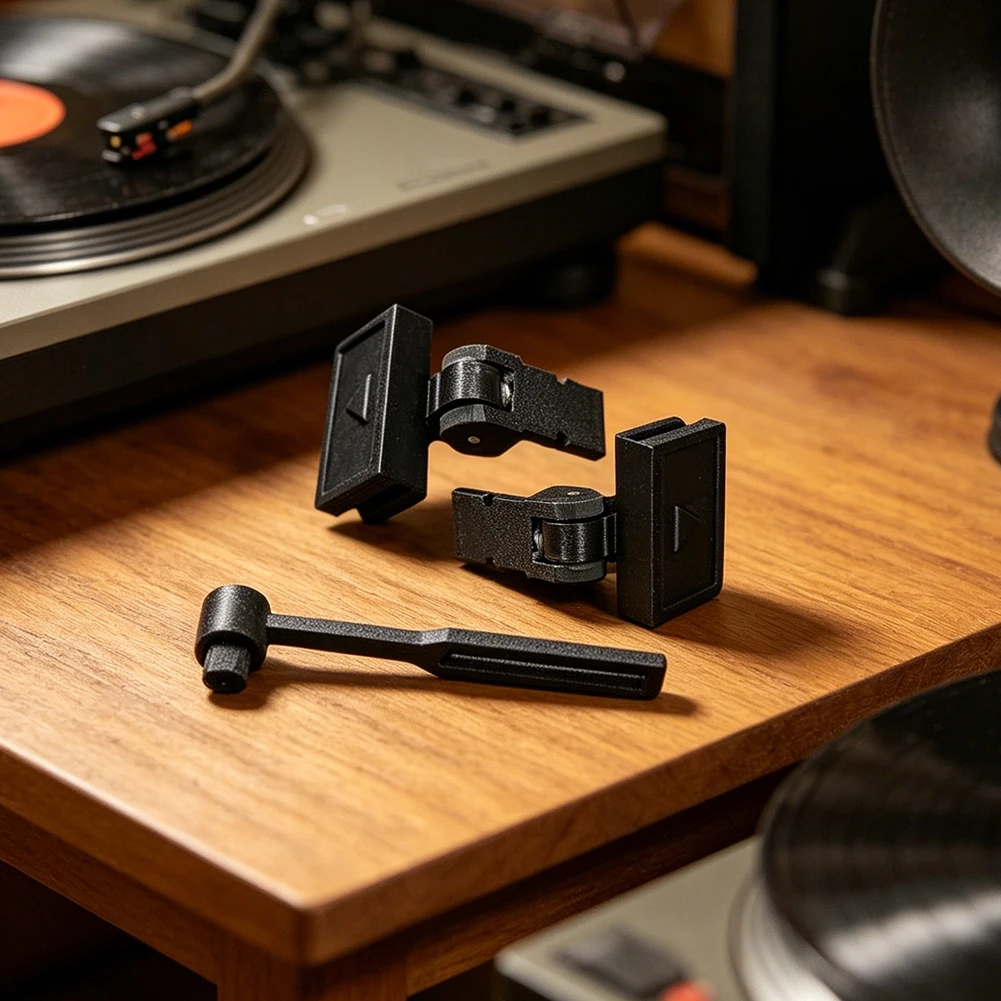 2pcs Dust Cover Hinges For Sony PSLX300H Turntable Record Player Lid With Cleaning Brush Plastic Metal Hardware