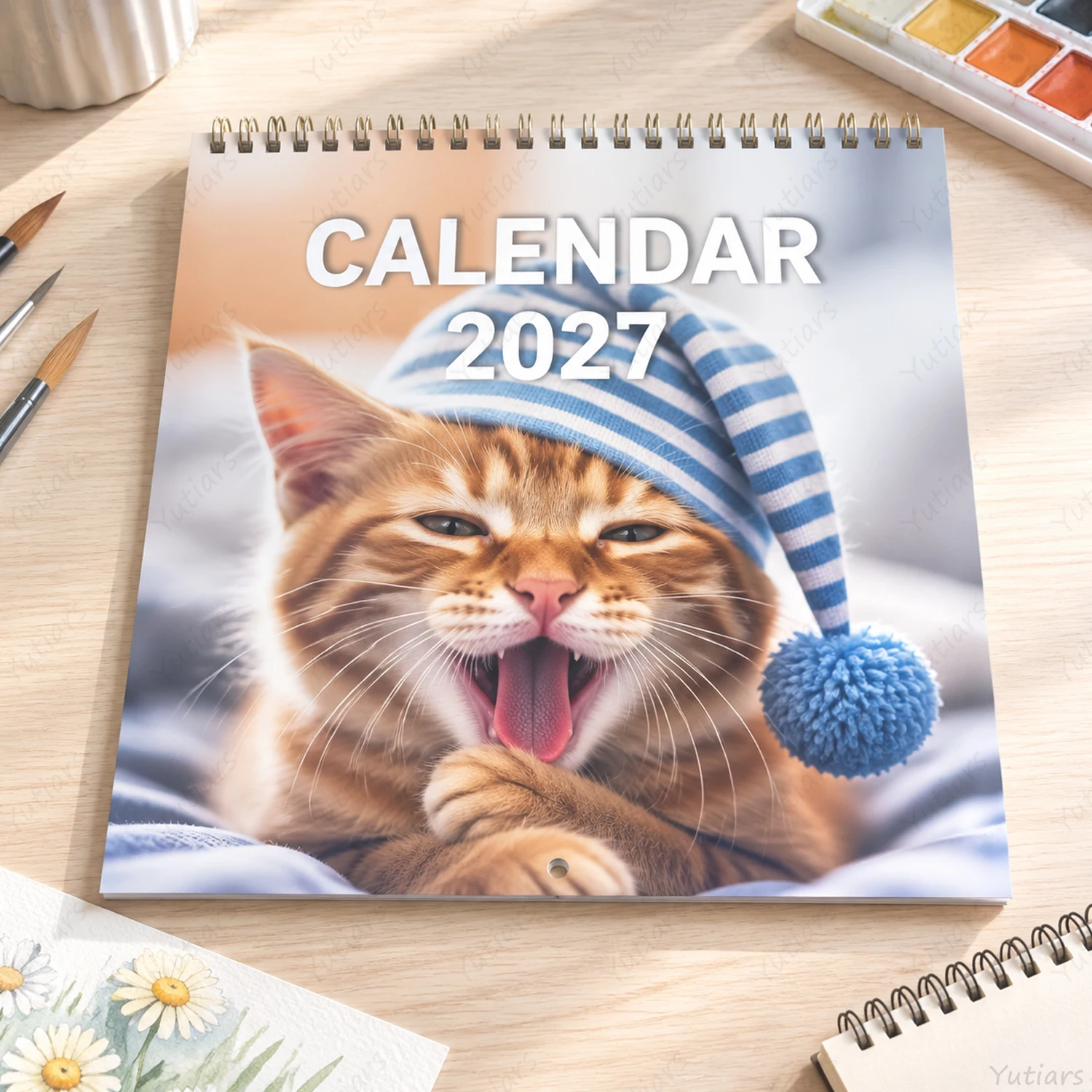 2027 Animal Wall Calendar Cute Cats Monthly Calendar Funny Pet Photo Calendar Spiral Bound Home Office Decoration Gift For Fans