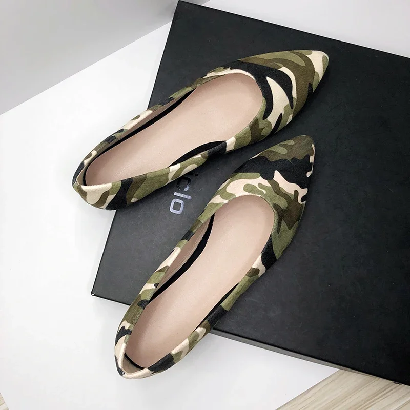 Lady Camouflage Bow Flats voor brede voeten 33-48 Groen Bruin Zwart Schoenen Comfortabele instappers Ourdoor Driver Nieuwigheid Gemengde kleuren