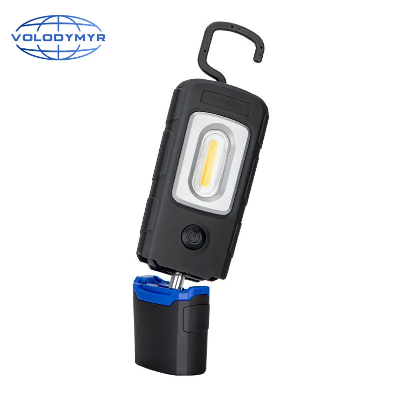 

Volodymyr 300 Lumens Magnet Hook Working Lamp Built in Rechargeable Battery 360˚ Rotatable 90˚ Foldable LED Flashlight Torch