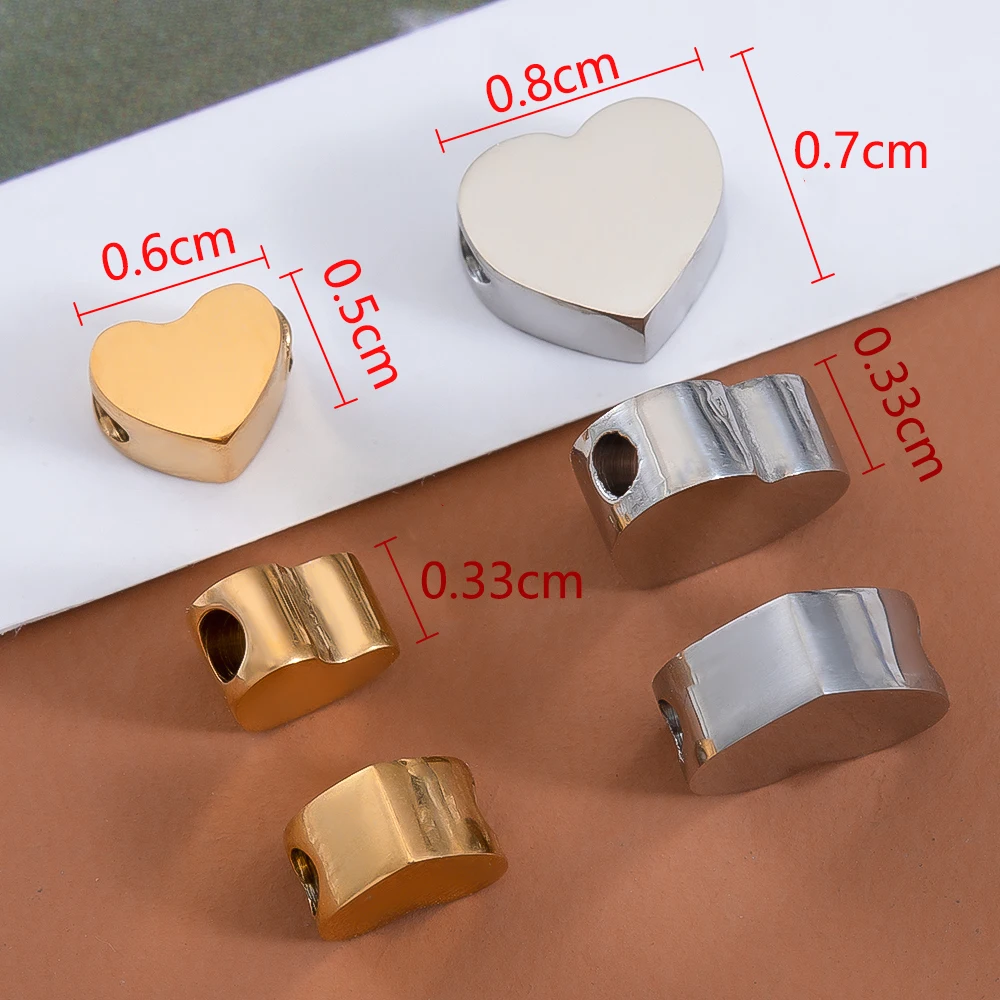 5pcs Stainless Steel Polish Heart Bracelet Beads Moon Star Airplane Spacer Beads DIY Jewelry Making Necklace Findings Wholesale