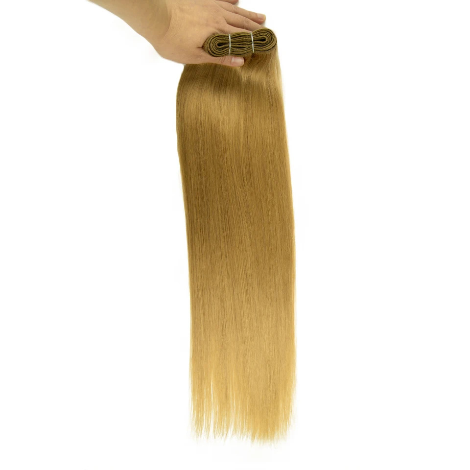 Honey Blonde #27 Straight Hair Double Drawn Natural Human Hair Weave Bundles Remy 6# 8# Human Hair Extensions Rebecca Remy