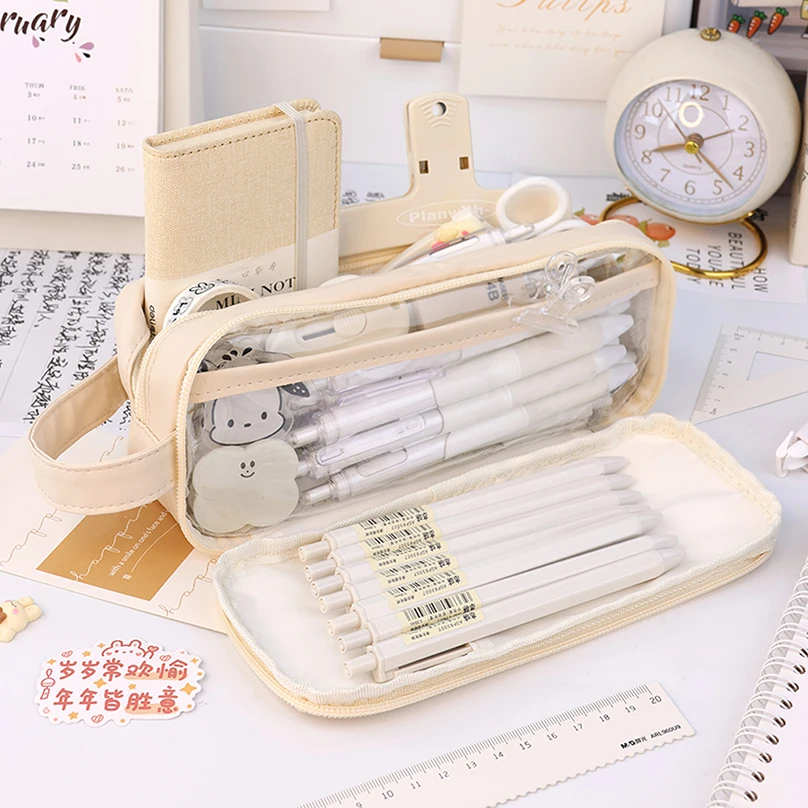 Transparent Pencil Case Large Capacity Pencil Pouch School Supplies Pen Case Trousse Estuches Escolares Stationery Pencilcase