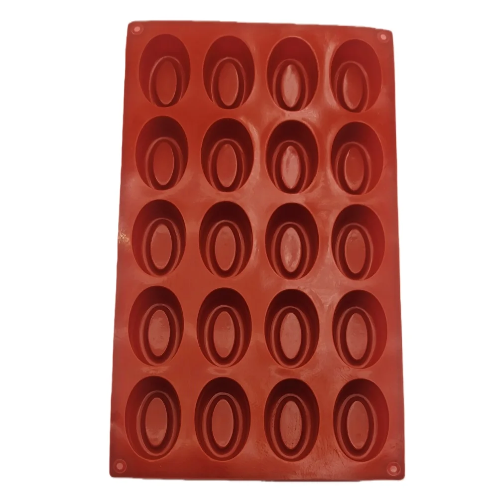 20 Hole Oval Olive Shape Silicone Cake Mold DIY Food Grade 3D Ellipse Dessert Jelly Pudding Chocolate Handmade Soap Baking Tools