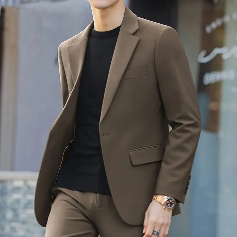 2024 Spring and Summer Men's Suit Business Casual Slim Formal Wear Middle-aged and Young Groom Suit Two-piece Suit M3011