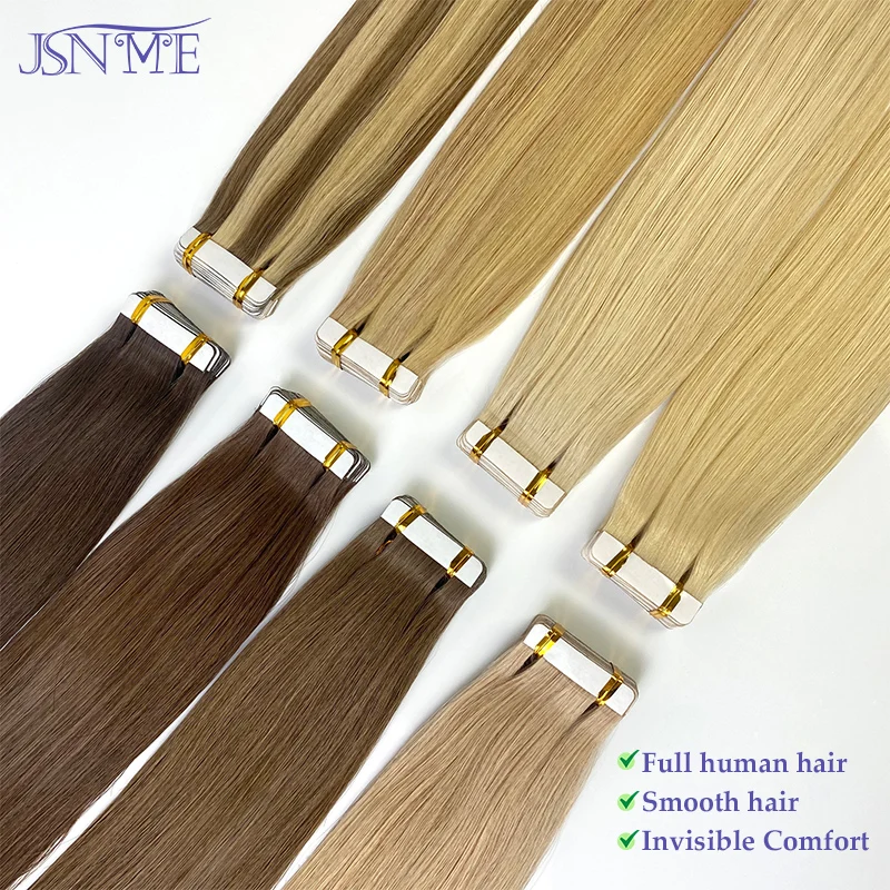 

Tape In Hair Extension 100% Real Human Hair Straight Tape Ins Invisible 613 Black Brown Blonde 2.5g/pcs 16-24 Inch thicken women