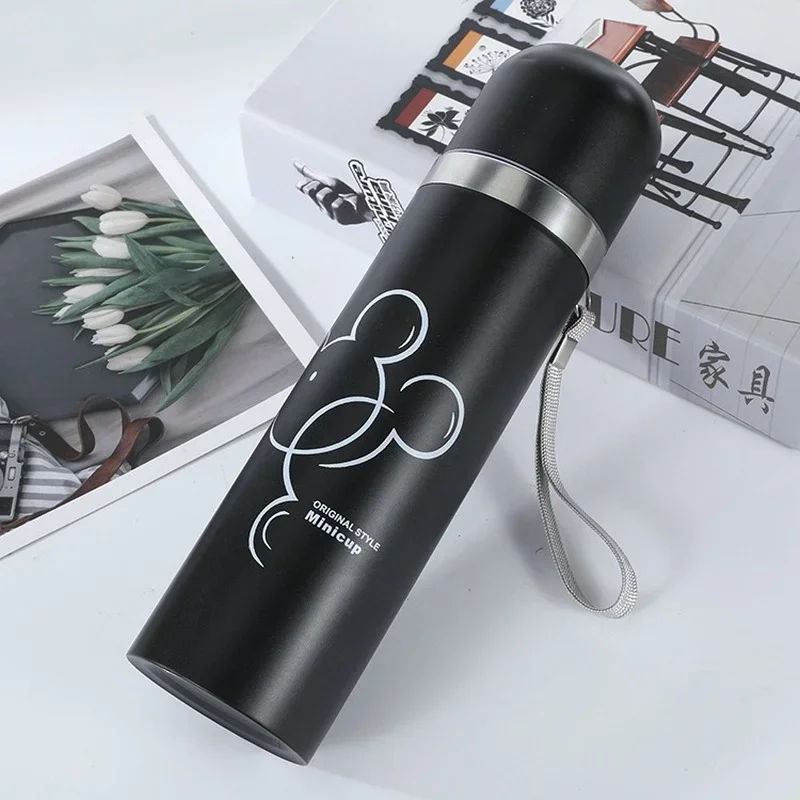 Disney Mickey Water Bottle Anime Children Thermos Cup 304 Stainless Steel High Capacity Water Cup Long-lasting Heat Preservation