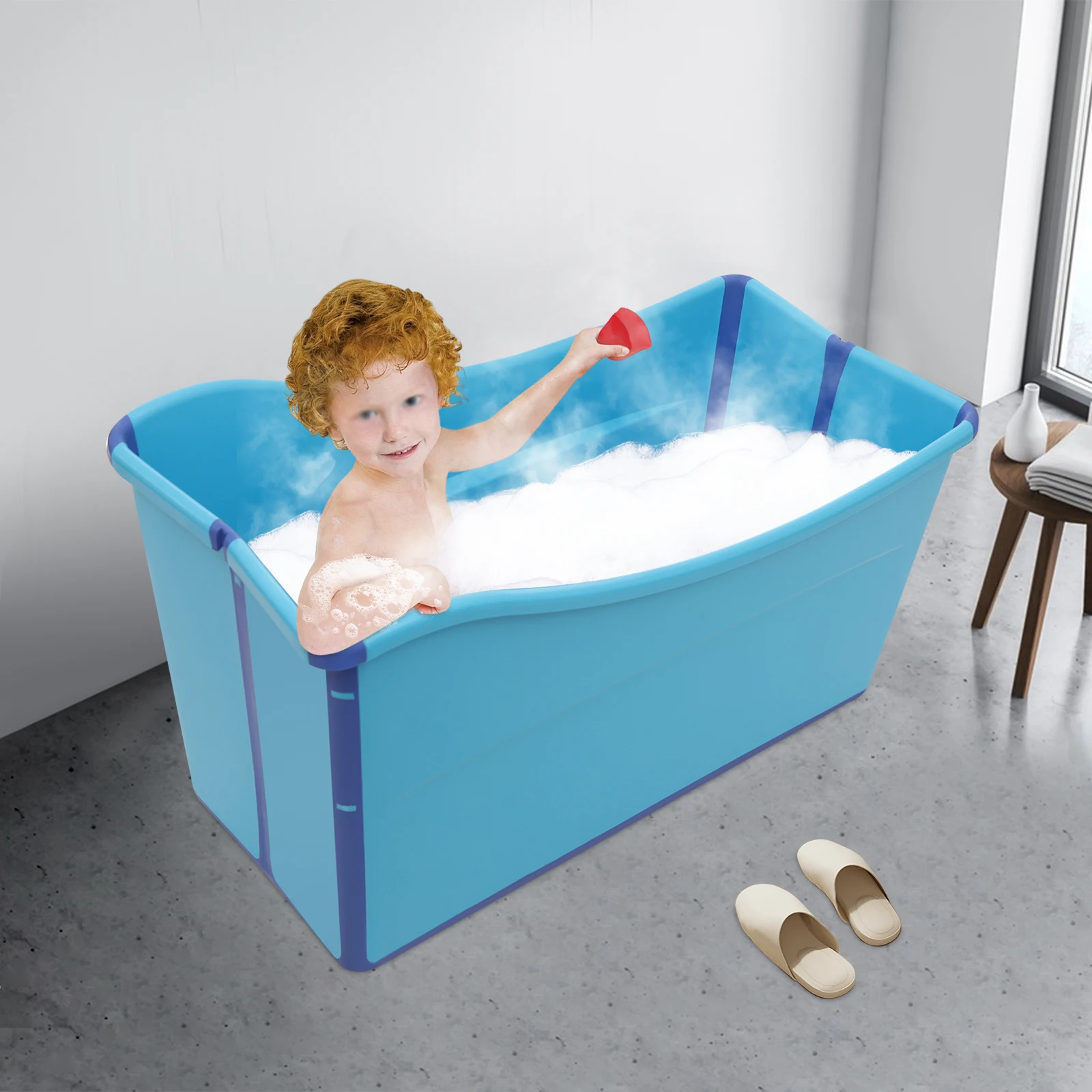 대형 접이식 욕조, 성인 및 여행용 휴대용 욕조, 휴식을 위한 깊은 스파, 컴팩트한 보관, 경량