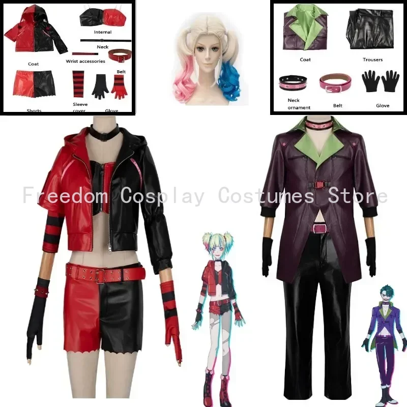 Adult Halloween Book Week Suicide Harley Fancy Cosplay Villain Criminal Costume wig Squad Quinn Monster Jacket Pants shorts