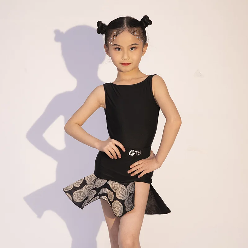 

New Latin Dance Costume 2024 Season Girls' Practice Performance Dress Children's High End Dance Skirt 라인댄스복