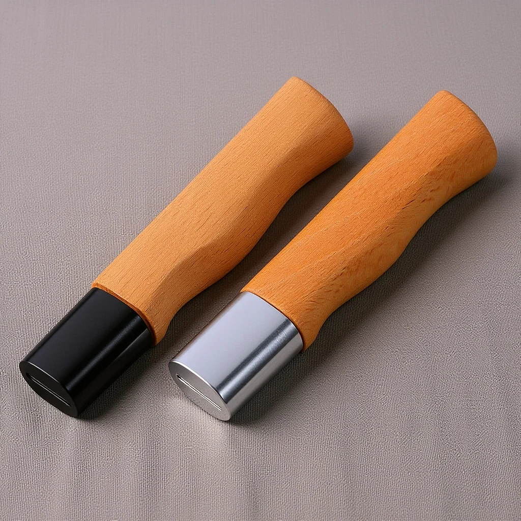 

2pcs Cutter Handle: Ergonomic Non-Skid Kitchen Cutter Grip Replacement For Vegetable Chopping Knives Solid Wood Handle,