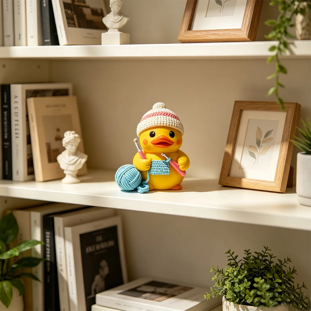 1 Piece Resin Decorative Ornament, Cute Little Yellow Duck Resin Desktop Decoration, Healing-Style Knitted Duck Decoration, Entryway/Desk/Bookshelf/Window Sill/Home Atmosphere Decoration, Desktop Decorative Crafts.