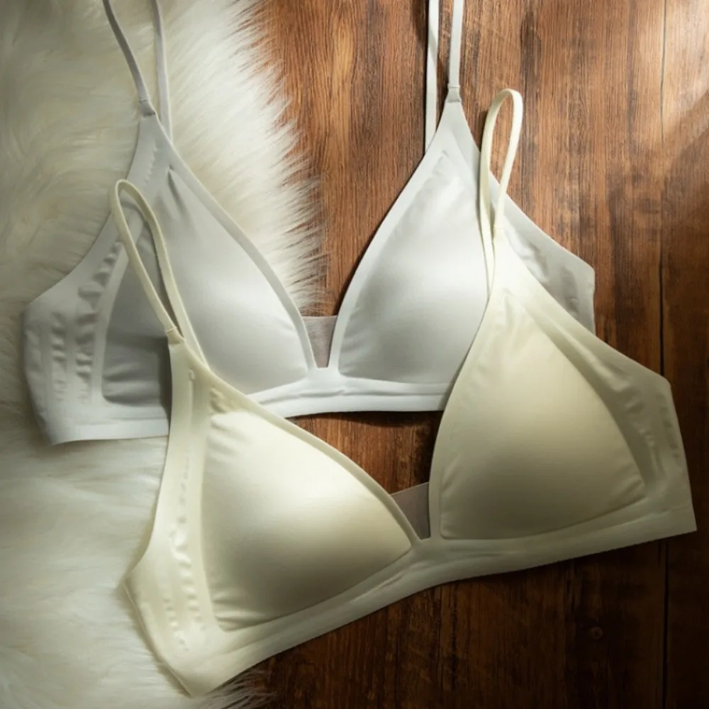 

Thin Satin Wireless Deep V Bra Close-fitting Anti-sagging Brassiere for Women Shockproof Lingerie Seamless Bras Girls Women