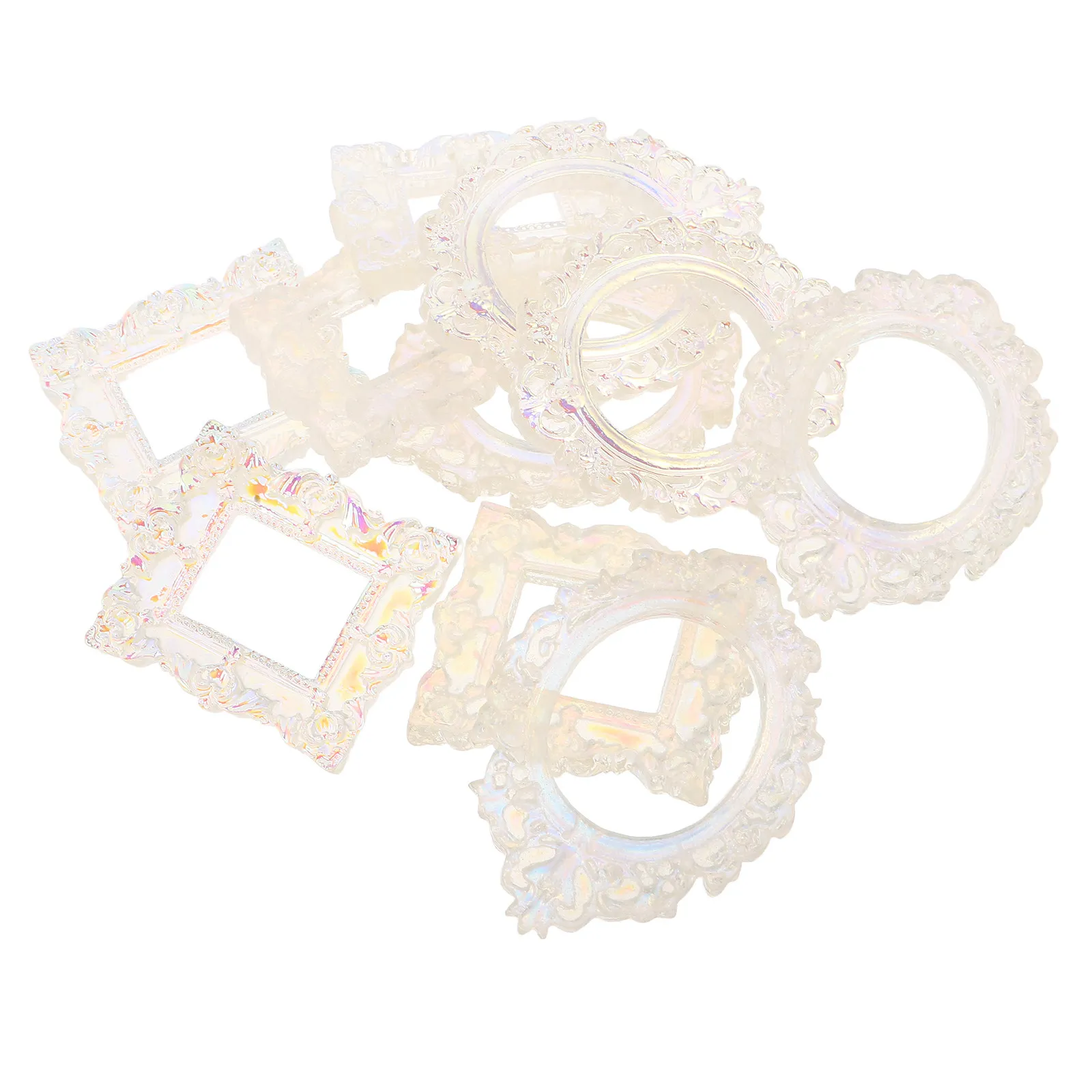 10Pcs Baroque Style Oval Rectangle Mini Vintage Photo Frames Nail Art Display Board Nail Sample Showcase Resin Craft Photo Frame