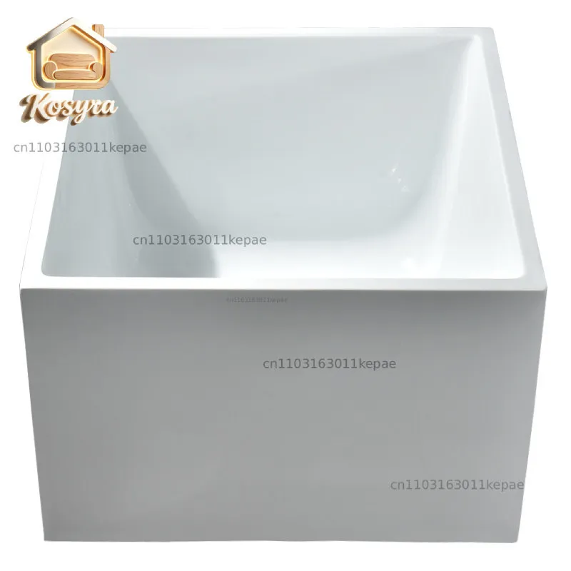 

New Japanese-style square deepened small apartment bathtub Adult sitting deep-soaking acrylic integrated freestanding bathtub