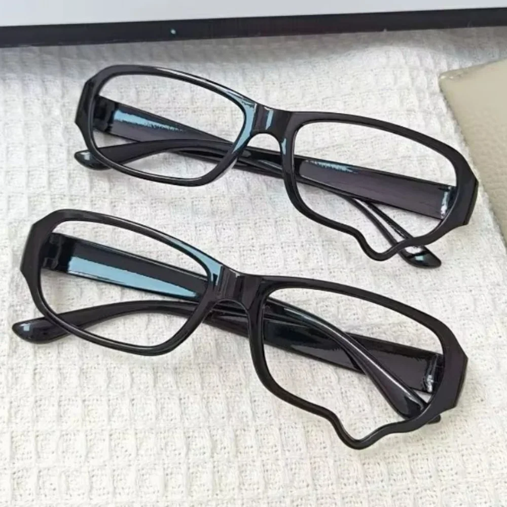 إطار نظارات بدون عدسات أنيمي دموع إطار أسود نمط Kawaii للجنسين إطار نظارات Y2K نظارات ريترو جمالية زي الهالوين