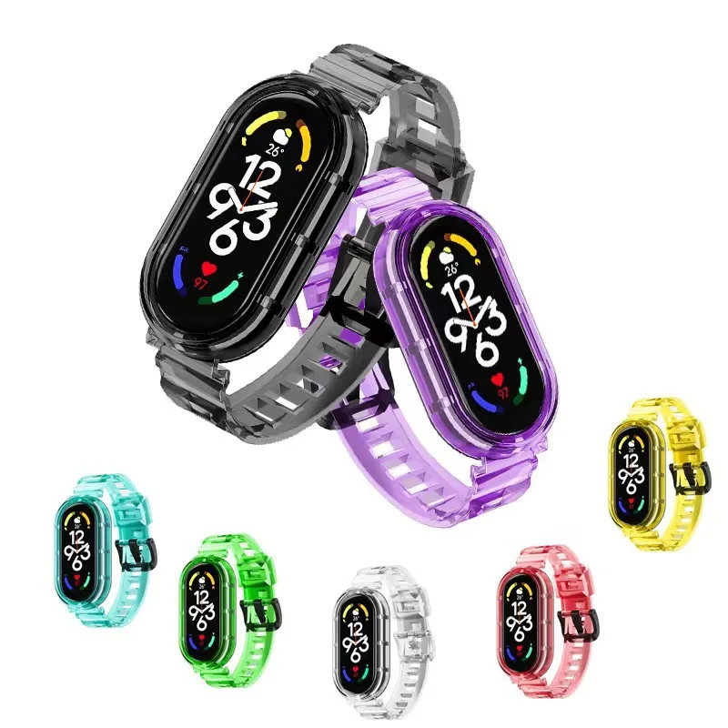 For Mi Band 8 Strap For Mi Band 3 4 5 6 7 8 Strap Transparent Glacier Edition Silicone Watch band Bracelet Sports Wrist