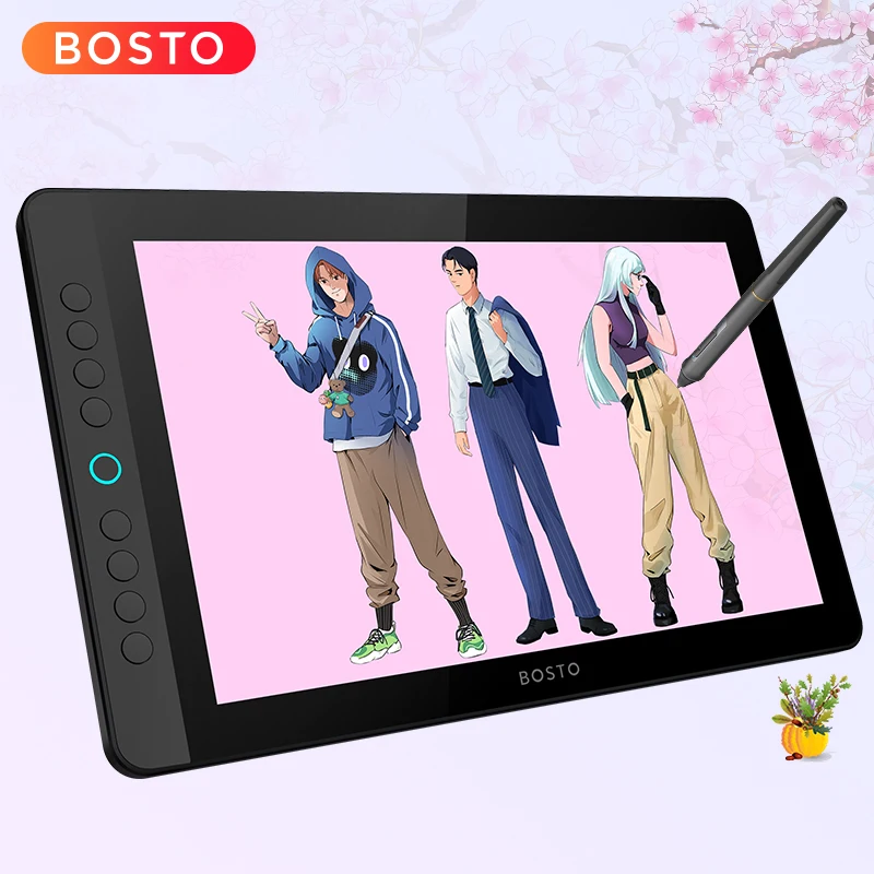 Bosto professional 16834 levels tablet 120% sRGB gamut lifelike drawing pen display drawing graphic tablet touch screen monitors