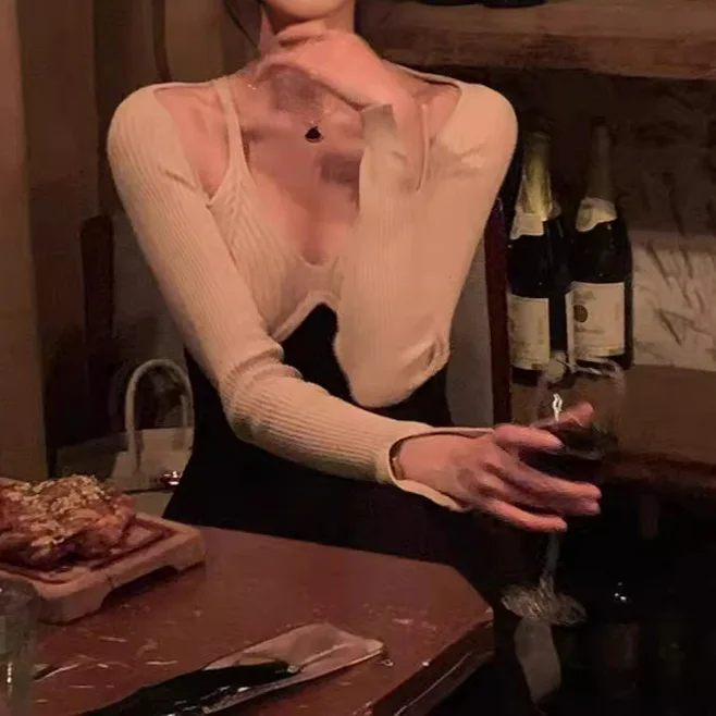 

6839 Длинное платье длиной выше колена с v-образным вырезом во французском стиле и открытыми плечами Pure Desire с высокой талией и разрезом выше колена