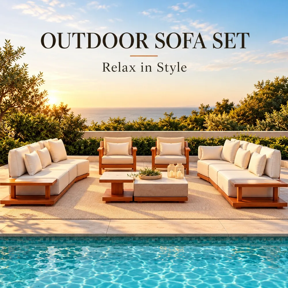 Waterproof Outdoor Wicker Sofa, Nordic Aluminum Frame Patio Lounge Furniture for Villa Courtyard & Garden