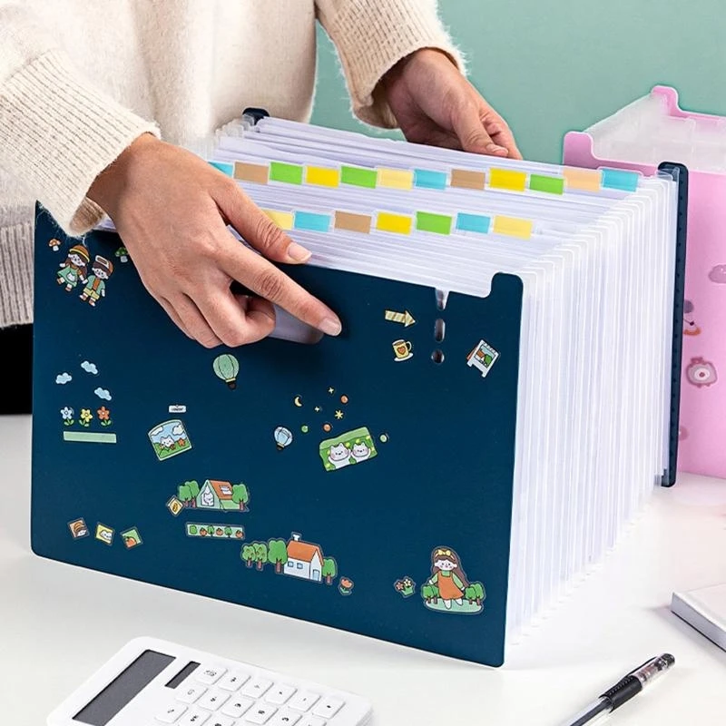 Expanding File Folder Accordion Folder 13-layer Document Folders Waterproof with Handles Pen Slot for Office