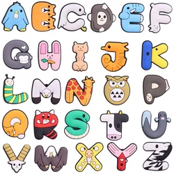 1PCS Animals Letters English Alphabet Shoes Charms PVC Accessories Kids X-mas Gifts Wristband Hole Slipper Decoration