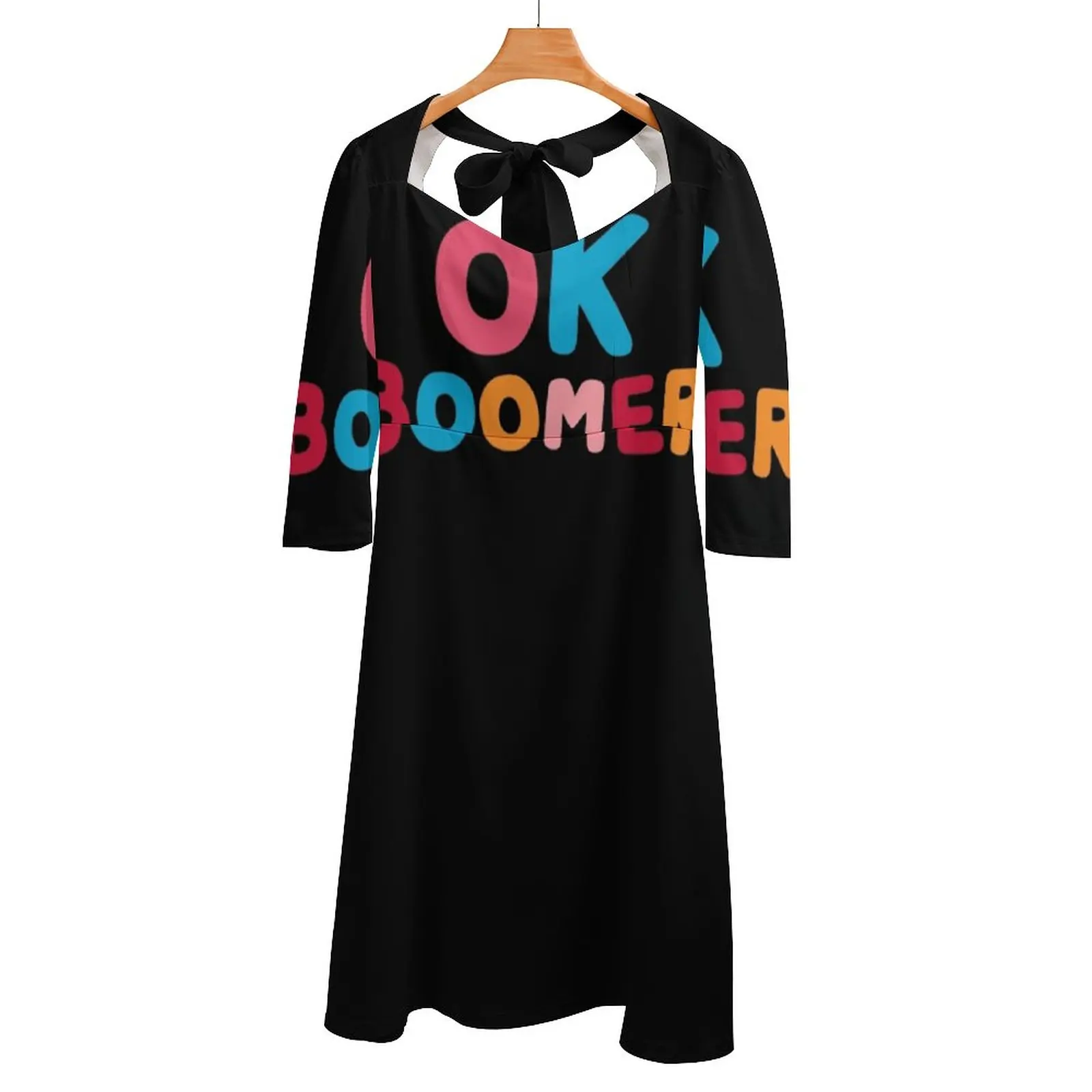 Ok Boomer Back Lacing Backless Dress Square Neck Dress New Elegant Women Waist Tight Dress Ok Boomer Ok Boomer Quotes Quote