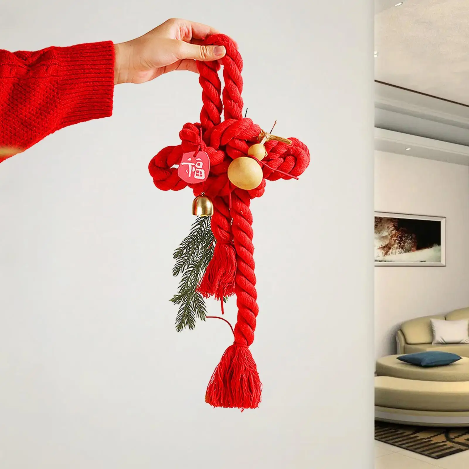 Chinese Knot Hanging Ornament Oriental Decorative Fengshui Decor Traditional Lucky Charm for Window Wall Festival Shop Home