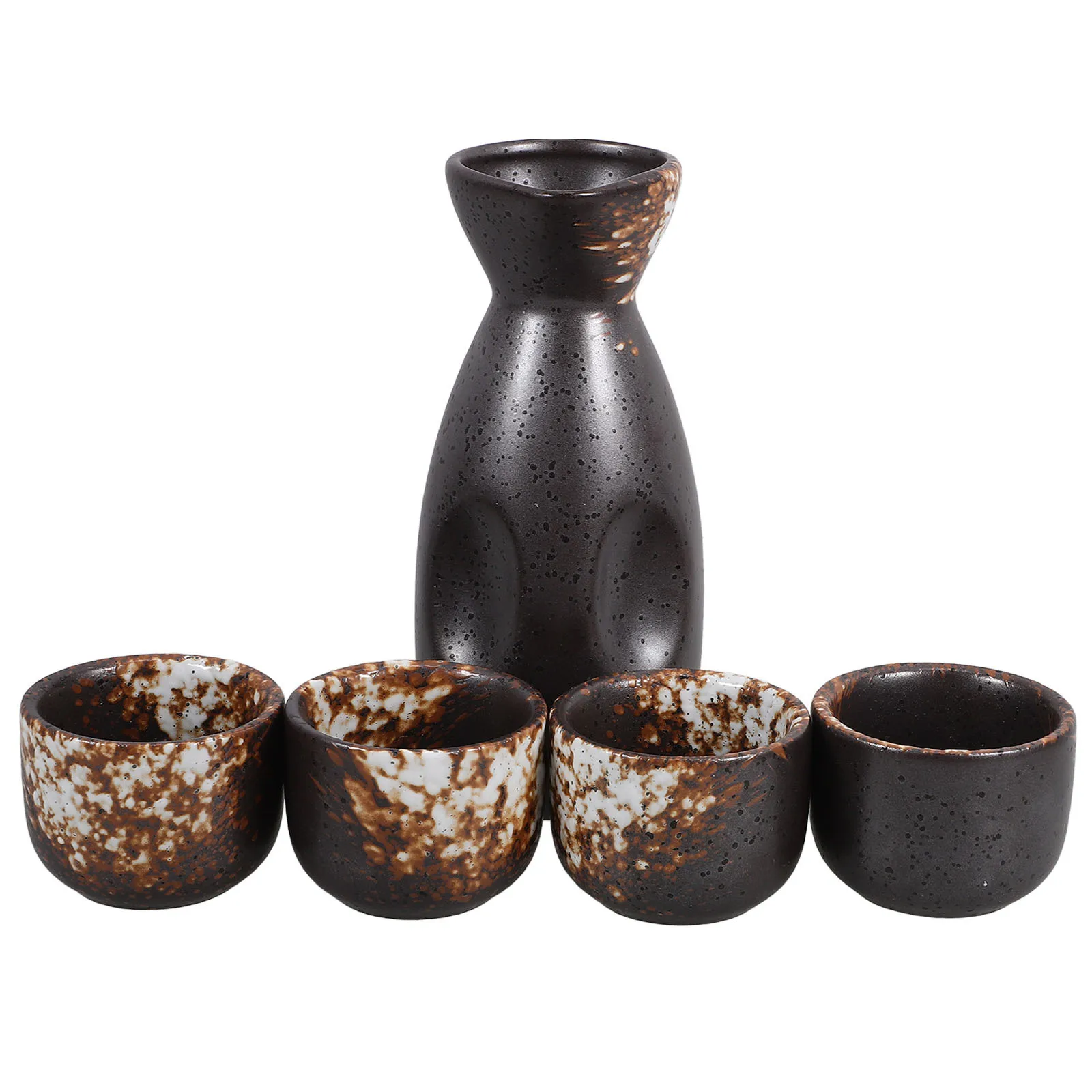

1Set Japanese Sake Set Ceramic Material Classic Sake Pot Cups Durable Long-Lasting Reusable Retro Design Rice Wine Pot