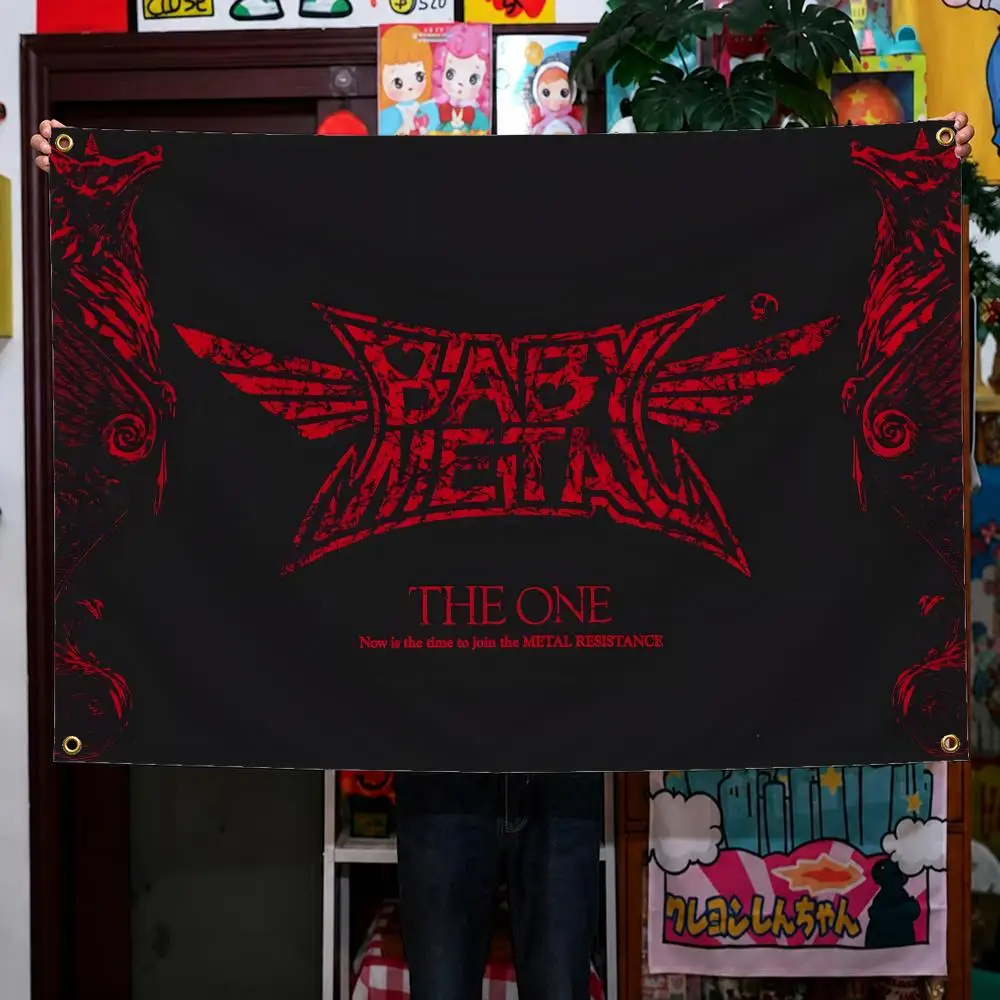 Band BABYMETAL The One Fox God Kitsune Flags Wall Hanging Background Flag Wall Decor Banners for Outdoor Bedroom Dorm Room Decor