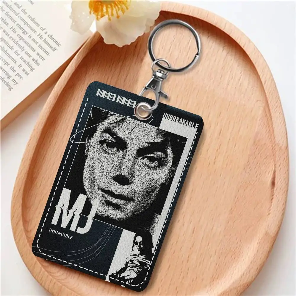 Singer M-Michael J-Jackson Holder Keychain With Keychain For Access Card Bus Pass & Card Credit ID Bank Card Protective Case