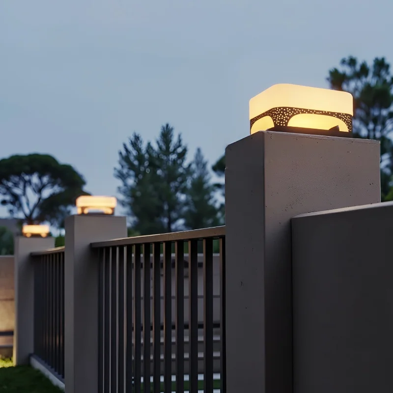 Solar powered LED outdoor waterproof column headlights courtyard lights fence and gate side column lights