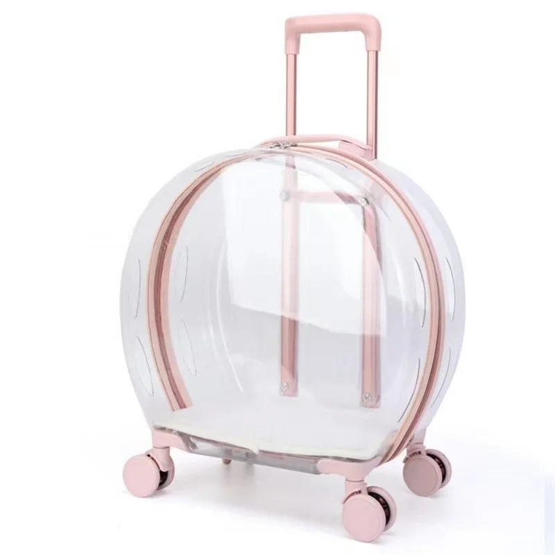 

Pet transparent cat suitcase cat push-pull case dog trolley case super breathable large capacity portable