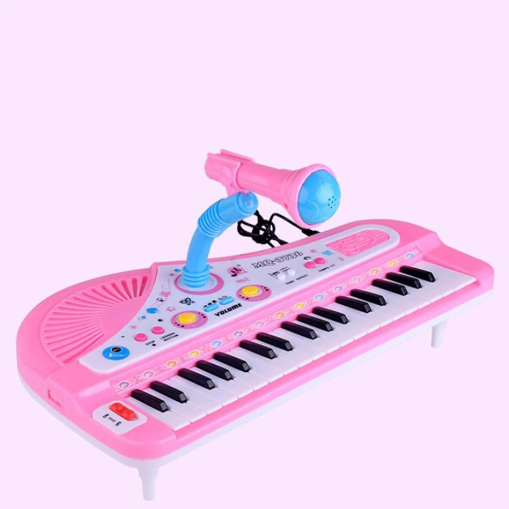 لوحة المفاتيح الإلكترونية للأطفال البيانو الوردي 37 مفتاحًا الموسيقى التعليمية البيانو المكونات في ميكروفون التعلم المبكر للأطفال #3